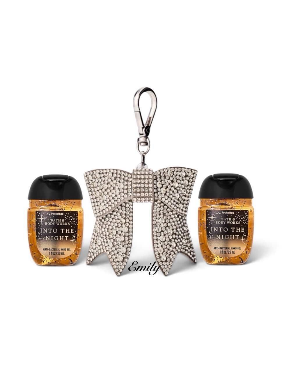 Bath & Body Works RHINESTONE BOW Pocketbac Holder Into The Night Trio
